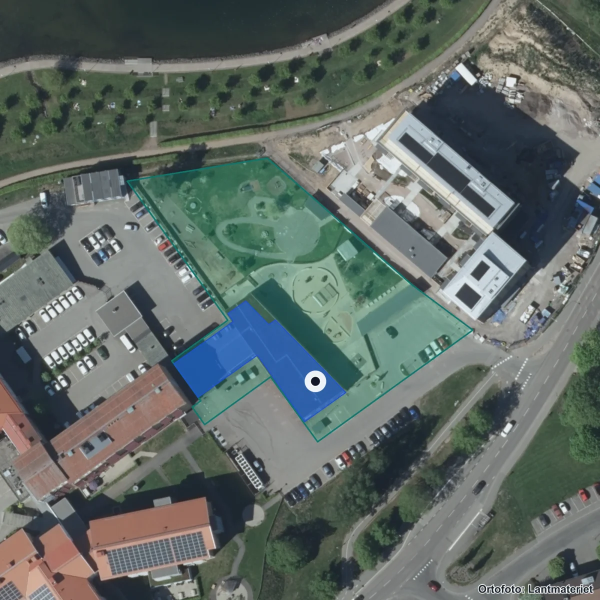 Aerial view of Ekedals Förskola, orthophoto from Lantmäteriet