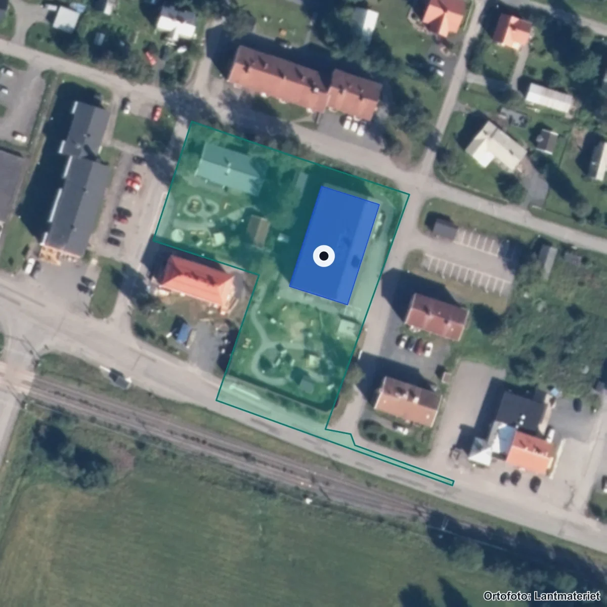 Aerial view of Eggforsens Förskola, orthophoto from Lantmäteriet