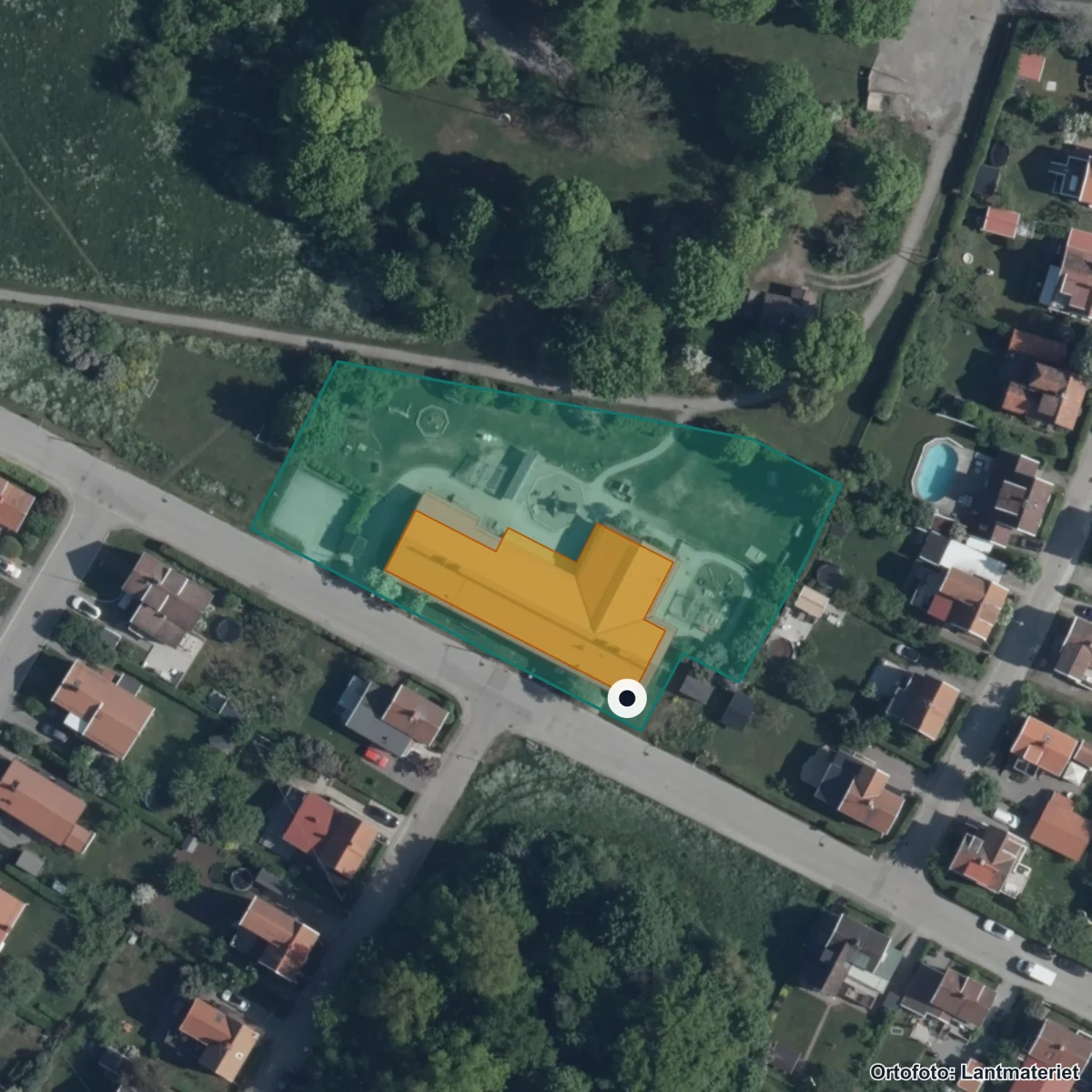 Aerial view of Förskolan Gökboet, orthophoto from Lantmäteriet