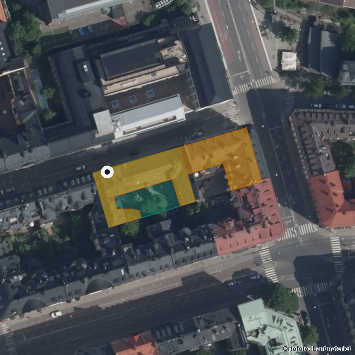 Aerial view of Förskolan Korken, orthophoto from Lantmäteriet