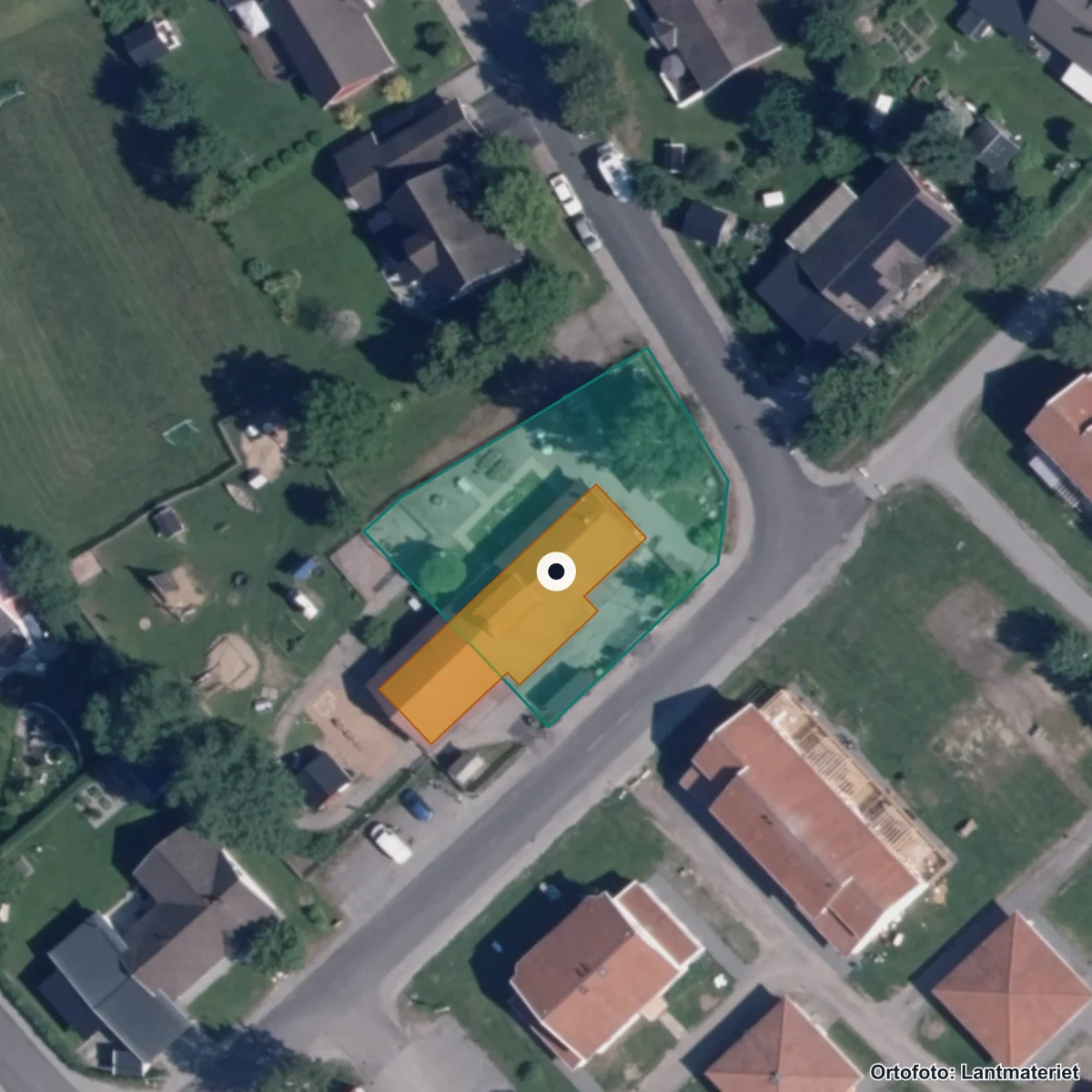 Aerial view of Förskolan Bjällran, orthophoto from Lantmäteriet