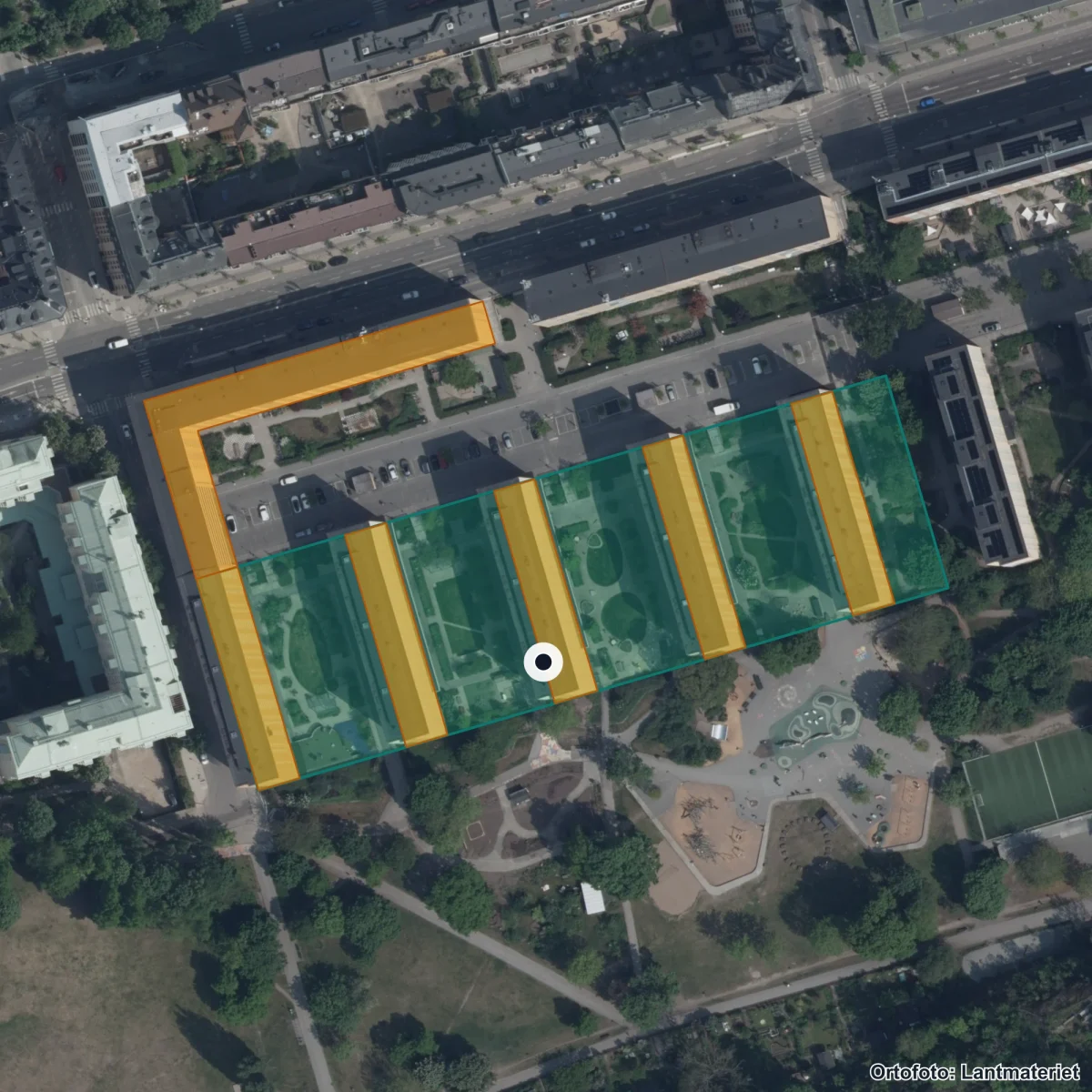 Aerial view of Förskolan Tumlaren I Ur Och Skur, orthophoto from Lantmäteriet