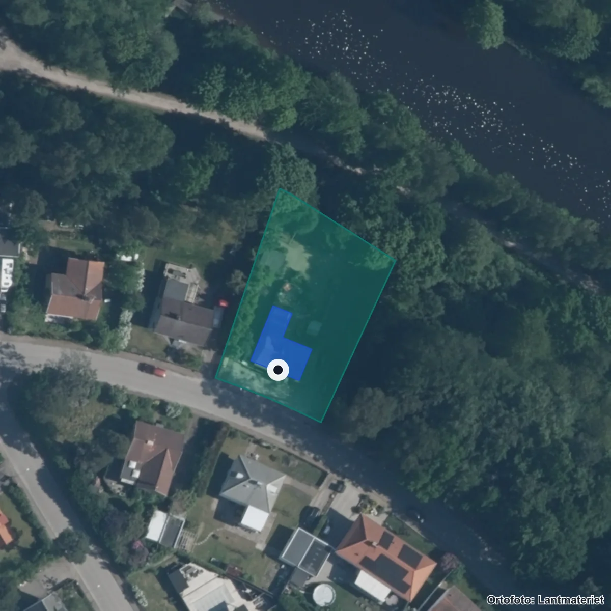 Flygbild över Förskolan Villa Såkul, ortofoto från Lantmäteriet