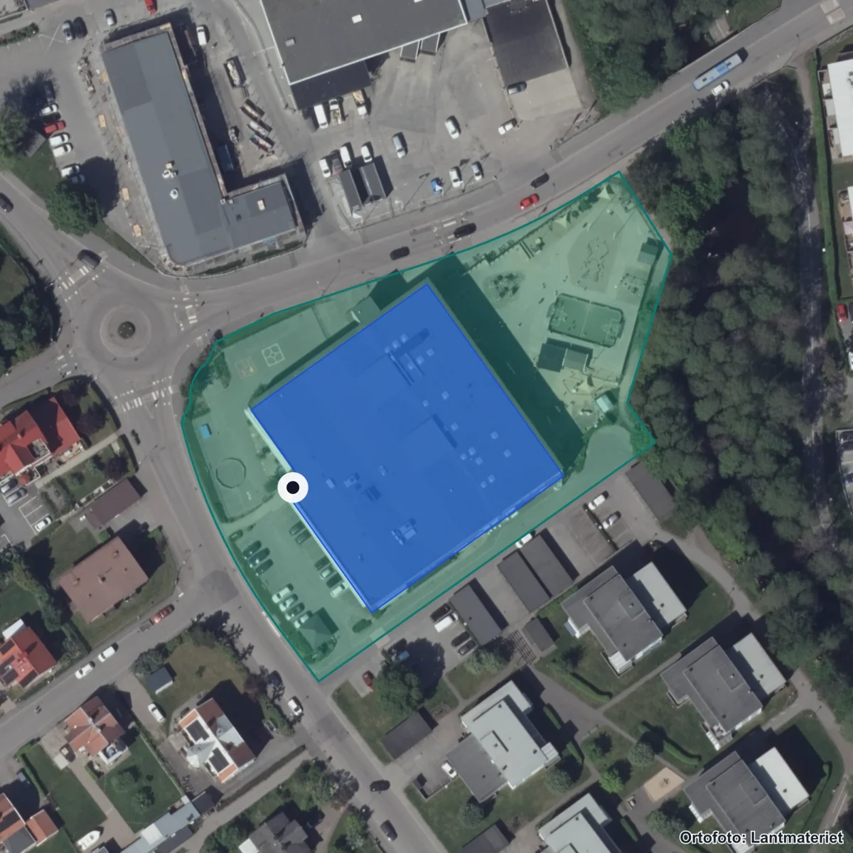 Aerial view of Vittra Vid Gerdsken Förskola, orthophoto from Lantmäteriet