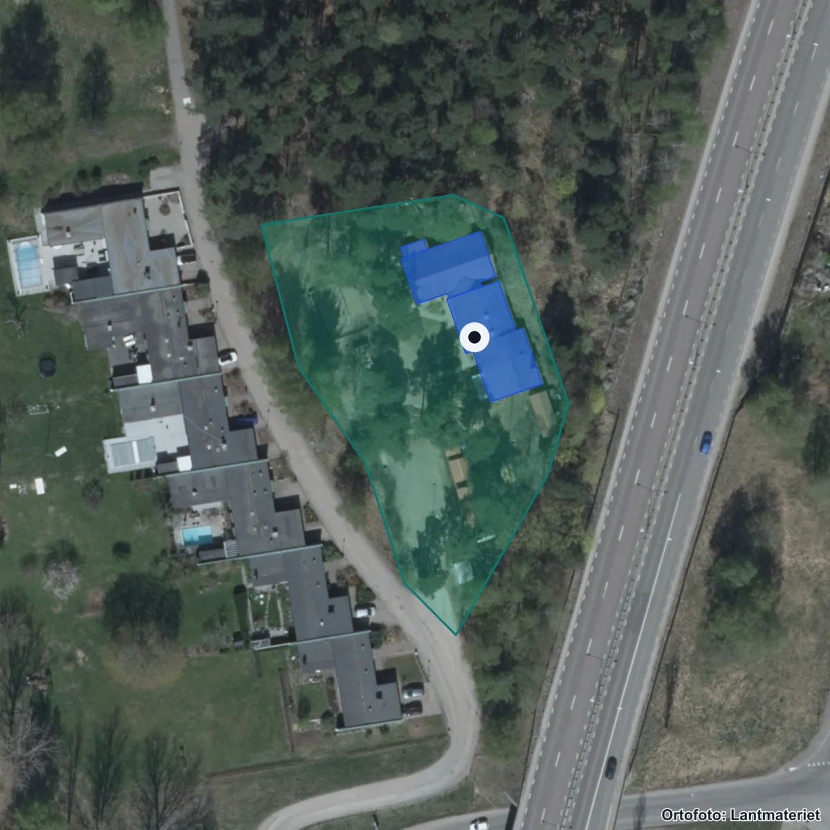 Aerial view of Förskolan Linblomman, orthophoto from Lantmäteriet