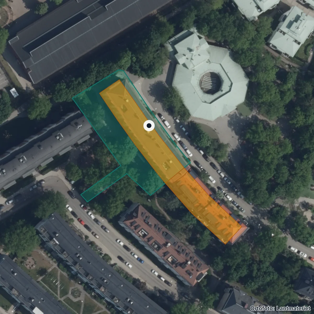 Flygbild över Förskolan Rönnbäret, Föräldrakooperativ, ortofoto från Lantmäteriet