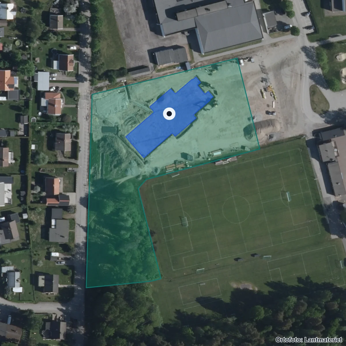 Flygbild över Västerby Förskola, ortofoto från Lantmäteriet