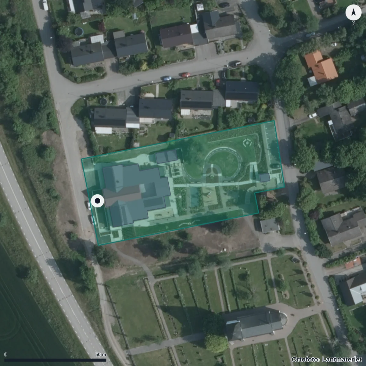 Aerial view of Hoppets Förskola, orthophoto from Lantmäteriet