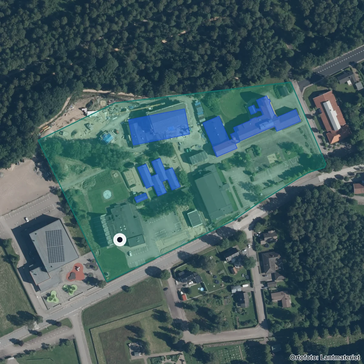 Aerial view of Förskolan Rapphönan, orthophoto from Lantmäteriet