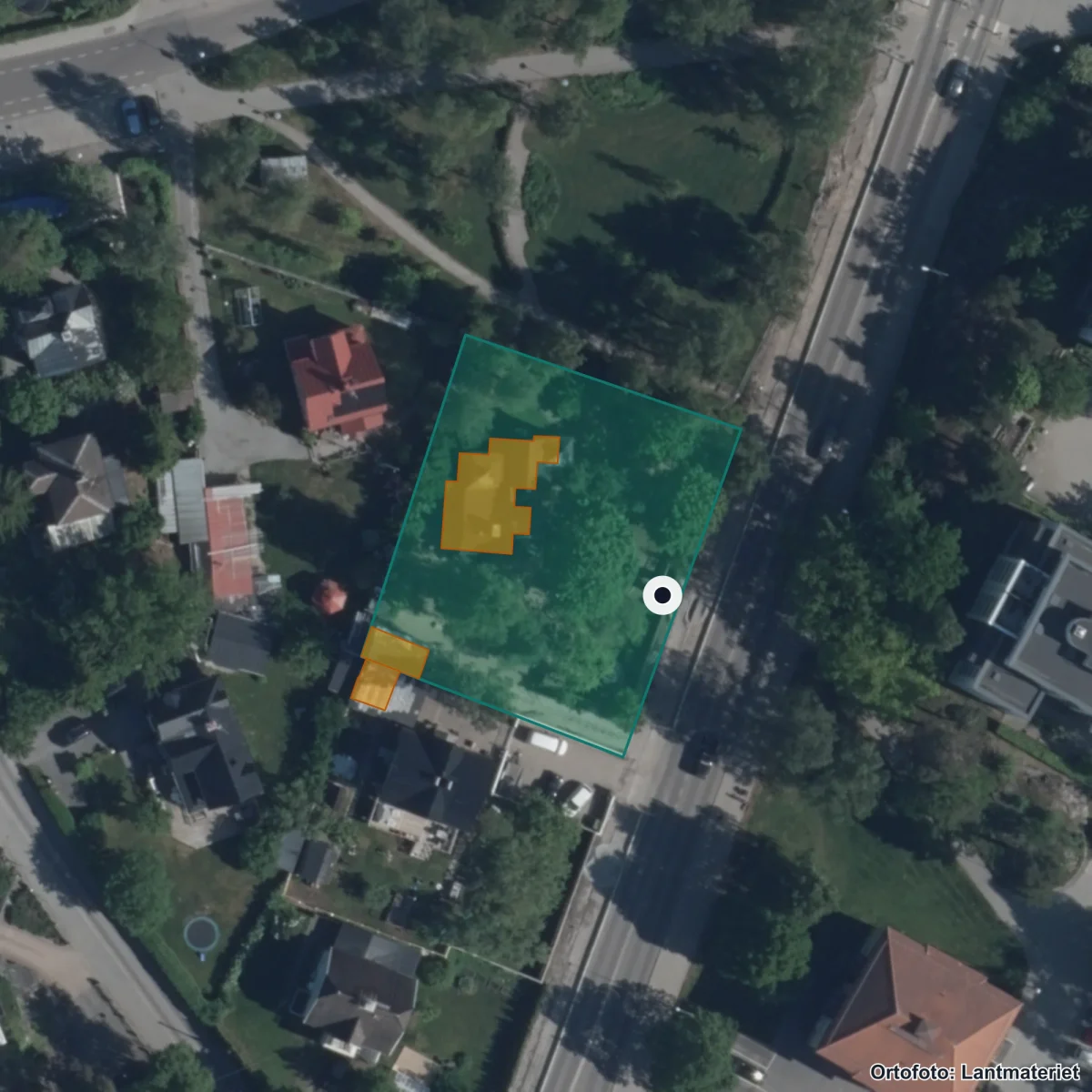 Flygbild över Stiftelsen Solgläntan Sundbyberg, ortofoto från Lantmäteriet