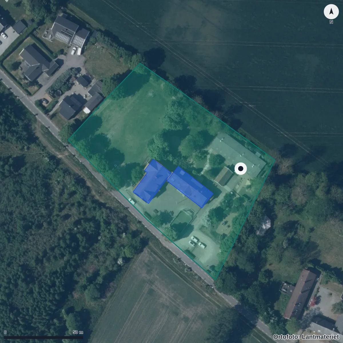 Flygbild över Tottarps Förskola, ortofoto från Lantmäteriet