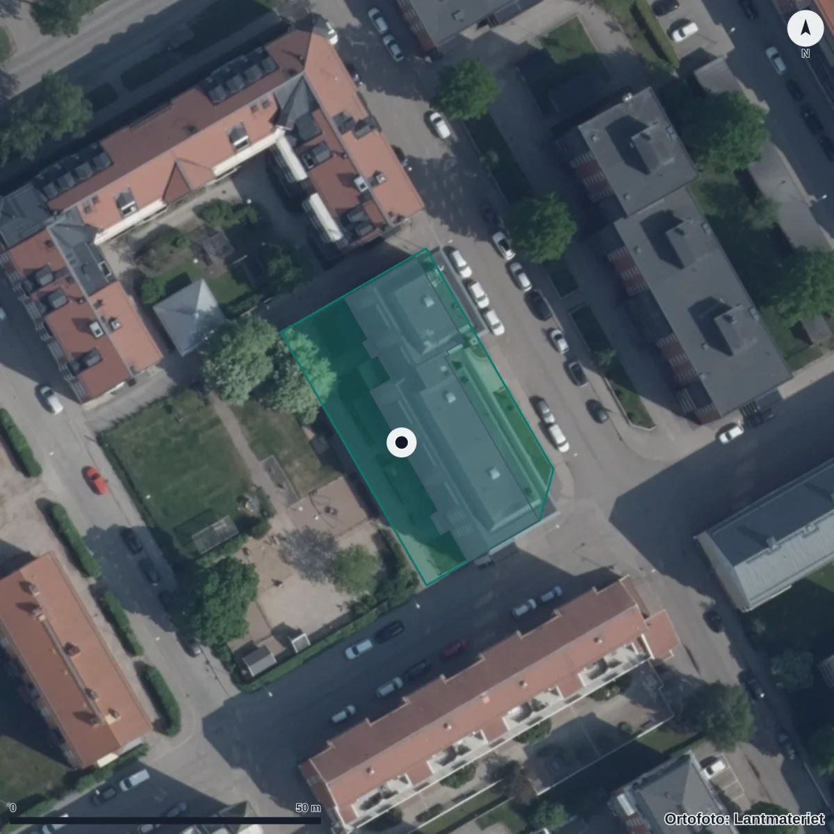Aerial view of Nordangården, orthophoto from Lantmäteriet