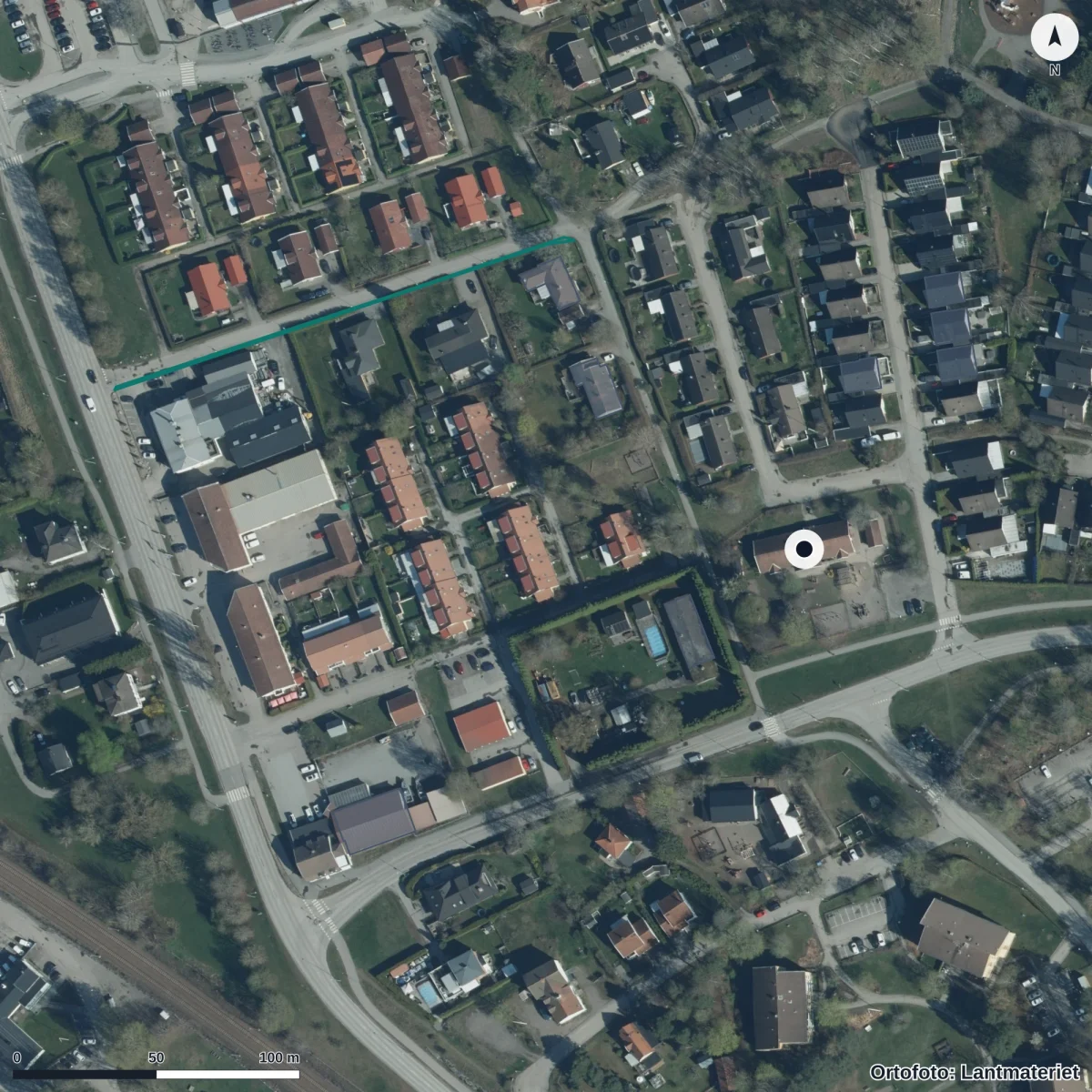 Aerial view of Äppelbo Ekonomisk Förening, orthophoto from Lantmäteriet