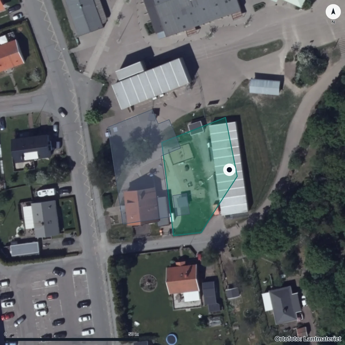 Aerial view of Sagoslottet Förskola, orthophoto from Lantmäteriet