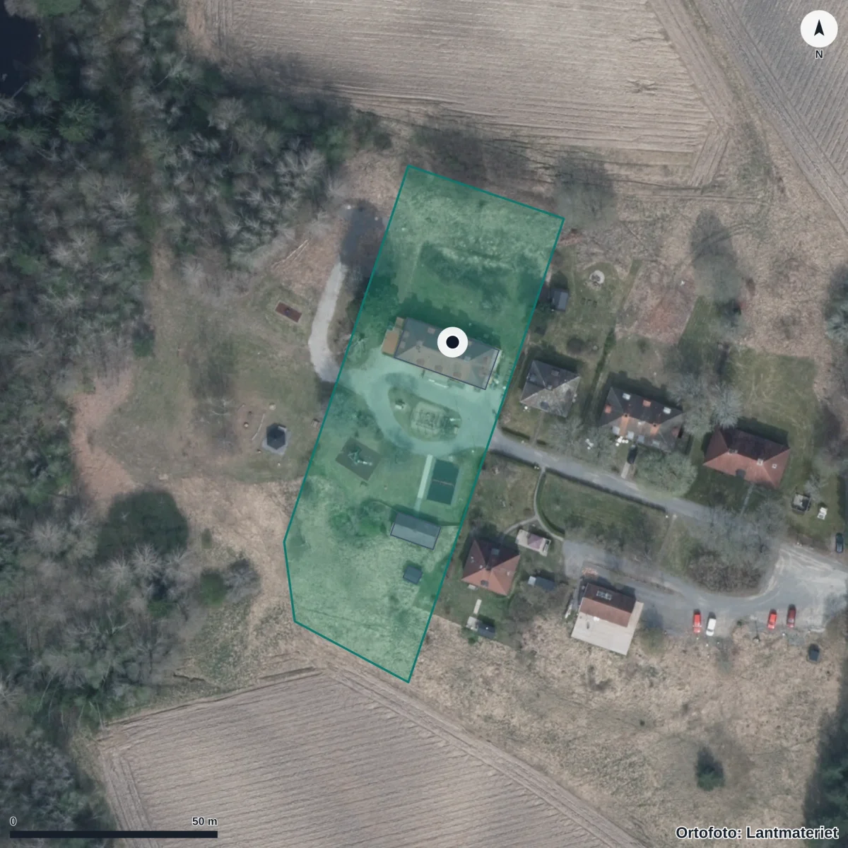Aerial view of Nyhammars Förskola, orthophoto from Lantmäteriet