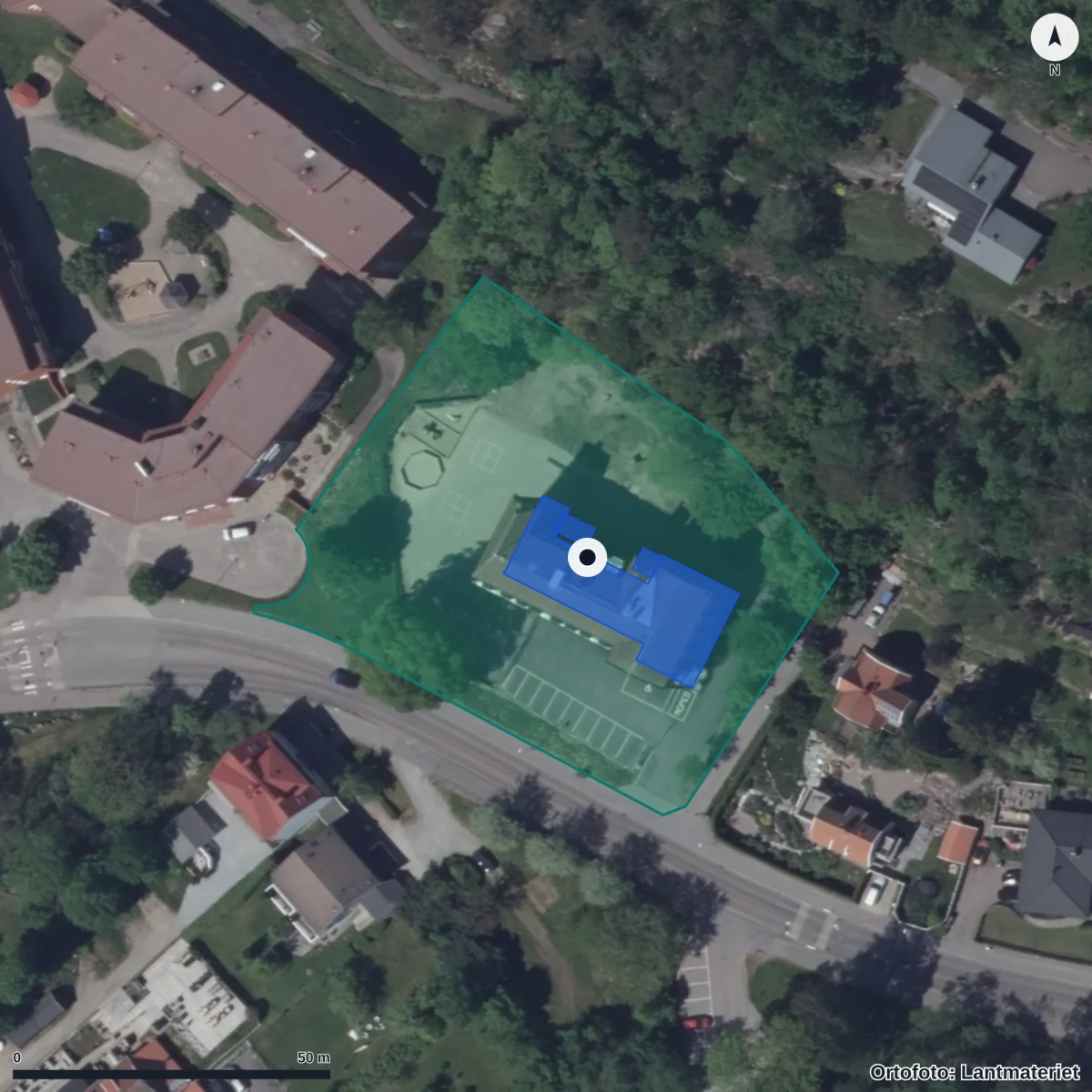 Aerial view of Montessoriförskolan Älvkullen AB, orthophoto from Lantmäteriet