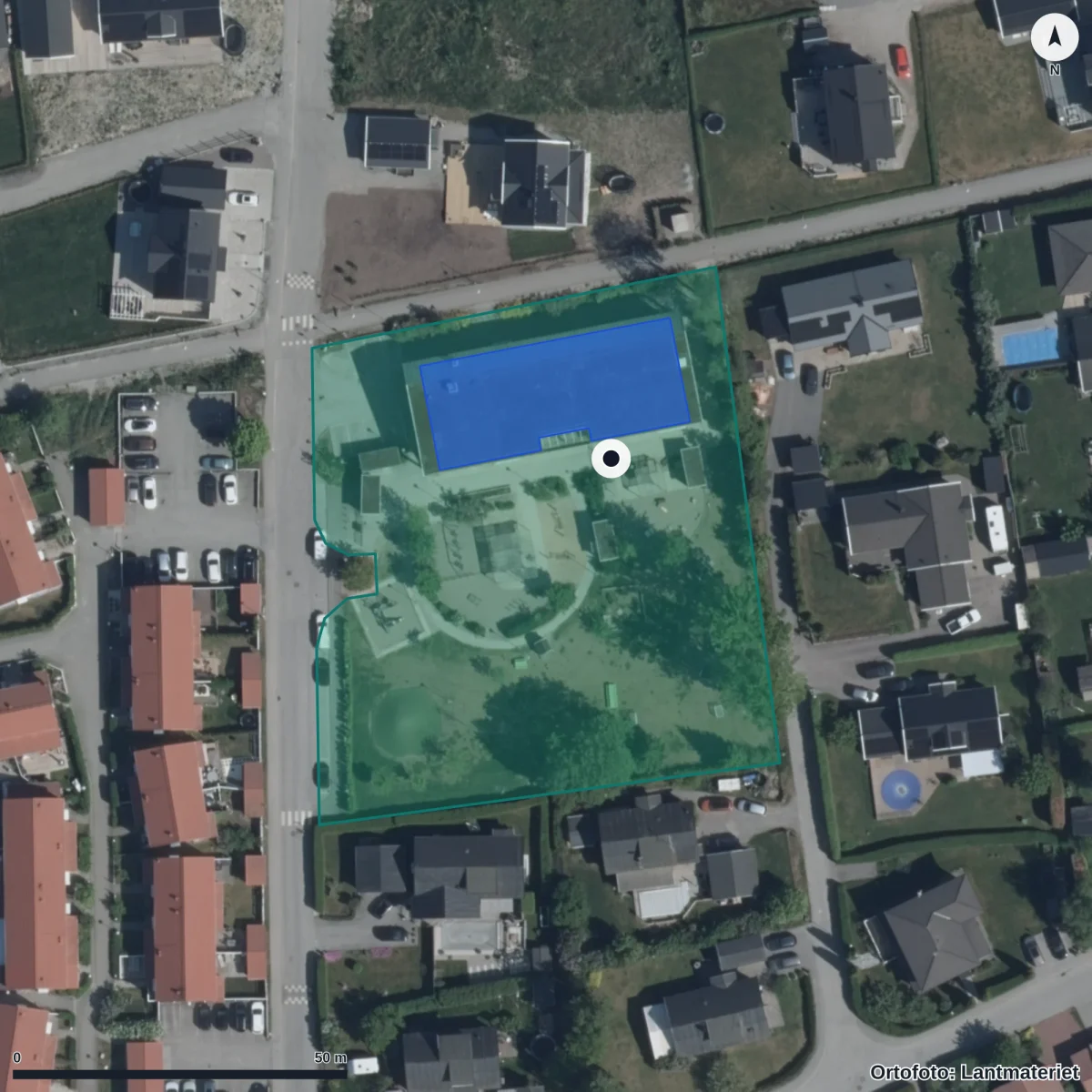 Flygbild över Vintergatan, ortofoto från Lantmäteriet