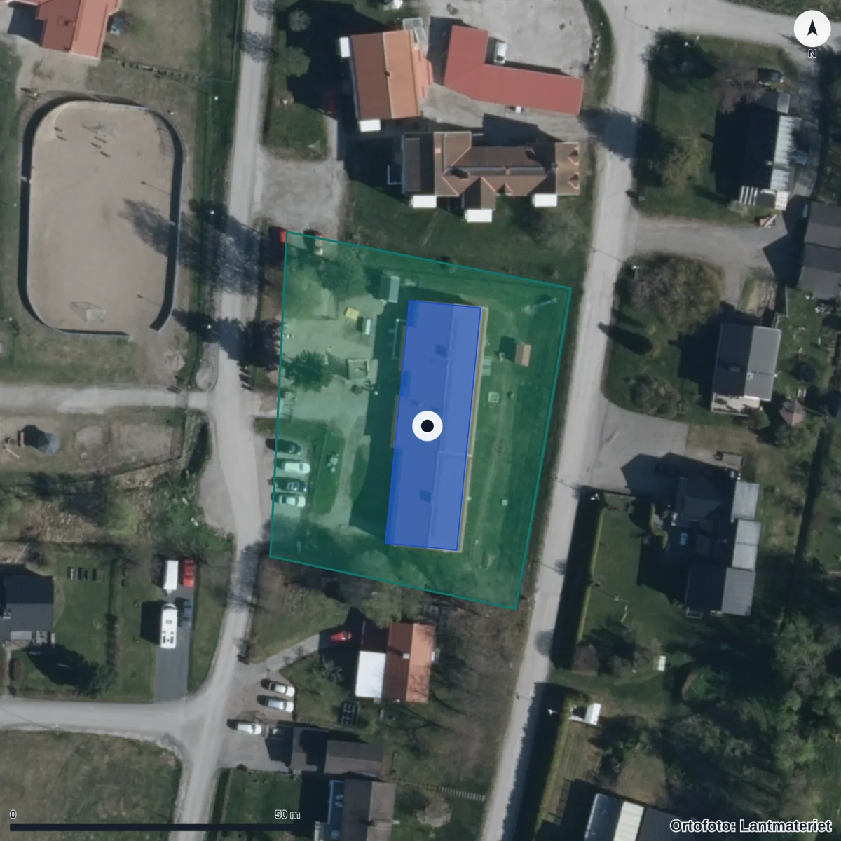 Aerial view of Ilsbo Förskola, orthophoto from Lantmäteriet