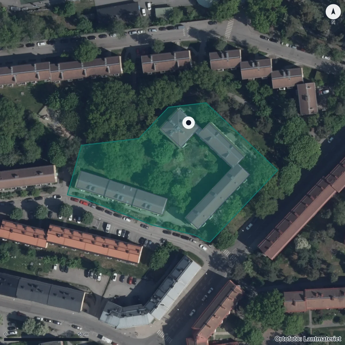 Aerial view of Förskolan Måsen, orthophoto from Lantmäteriet