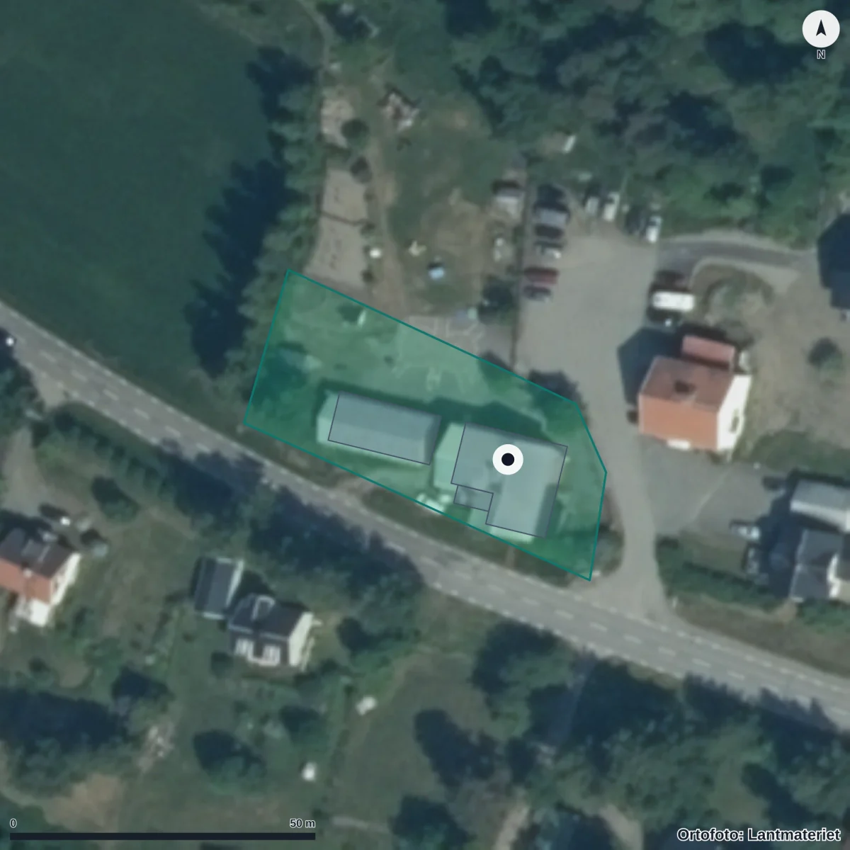 Flygbild över Föräldrakooperativet Åtegården, ortofoto från Lantmäteriet