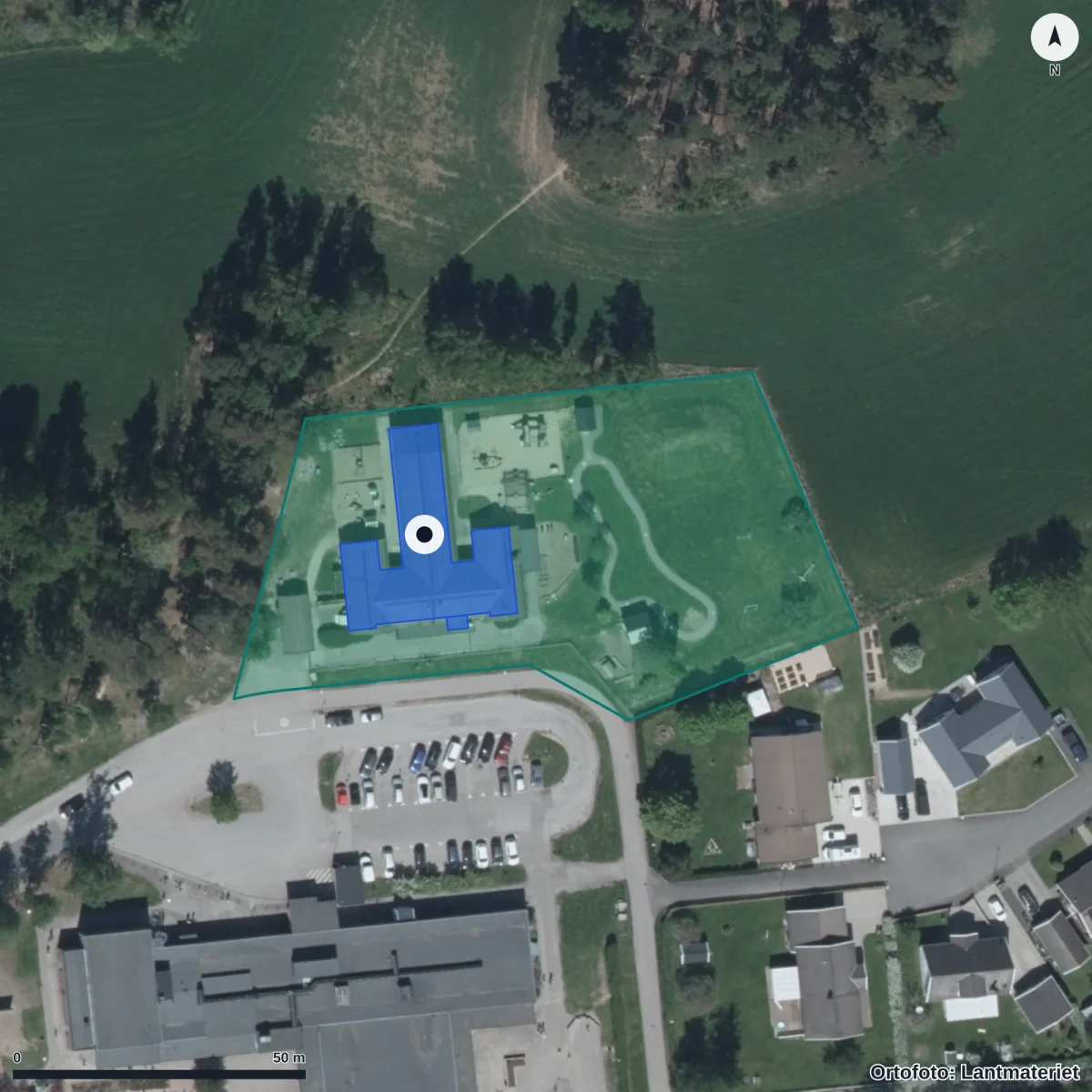 Aerial view of Torpet, orthophoto from Lantmäteriet