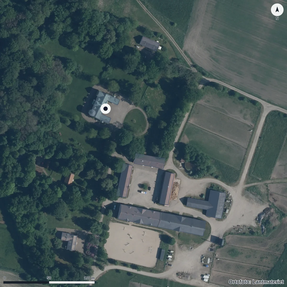 Flygbild över Sagobrunnens Förskola AB, ortofoto från Lantmäteriet