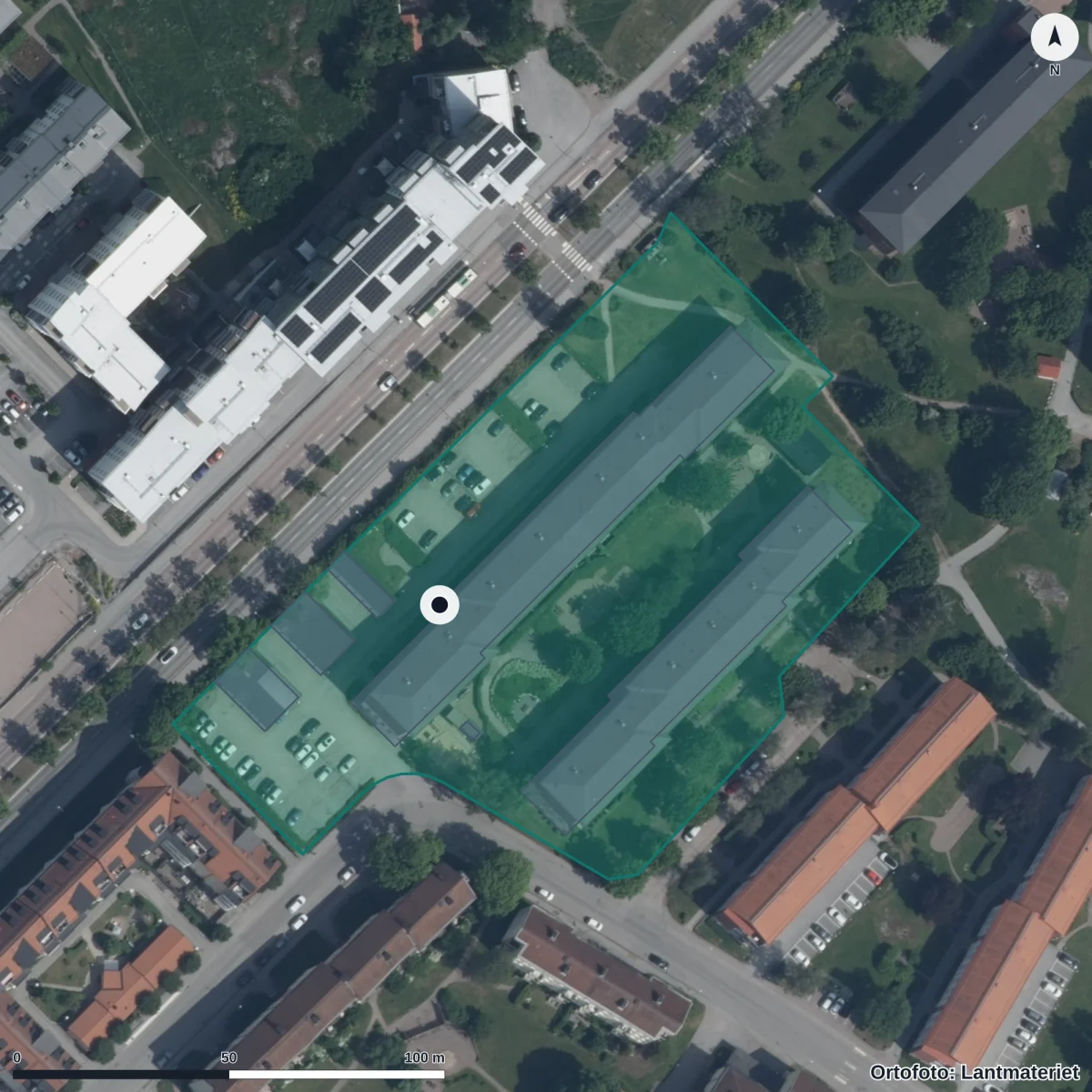 Flygbild över Förskola 214683, ortofoto från Lantmäteriet