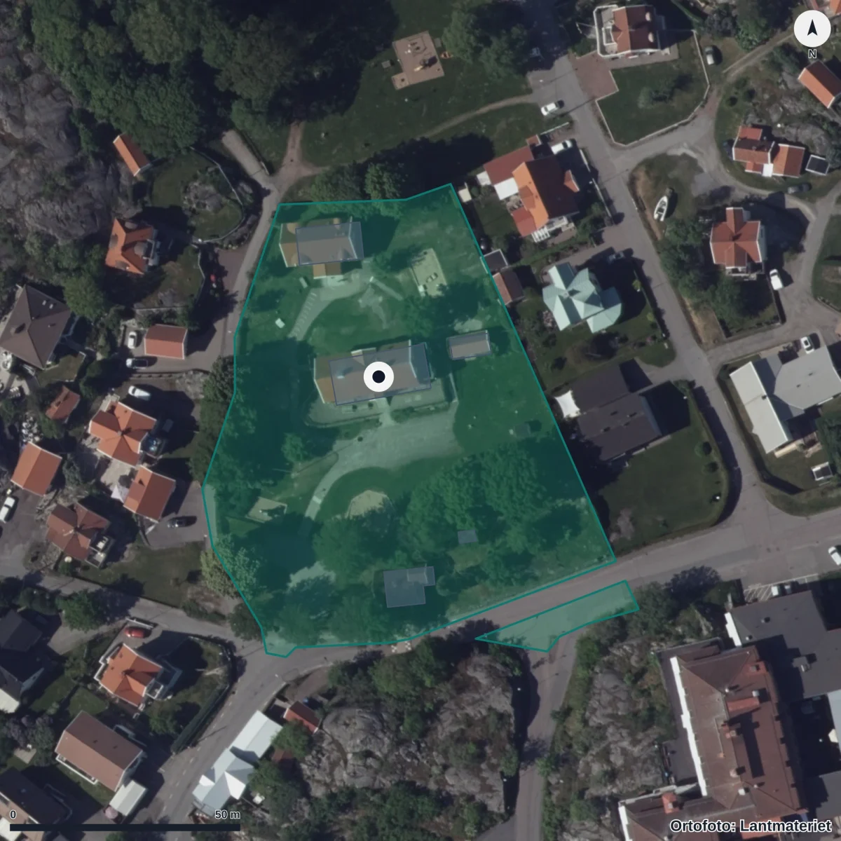 Aerial view of Bullerbyn, orthophoto from Lantmäteriet