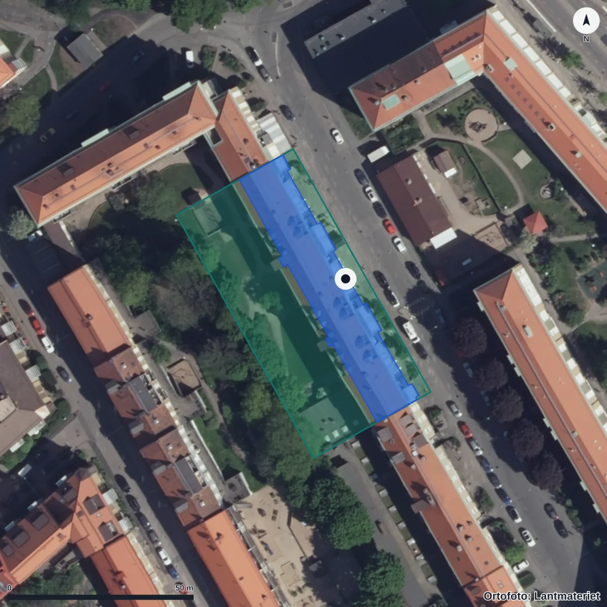 Aerial view of Sankt Pauli Förskola, orthophoto from Lantmäteriet