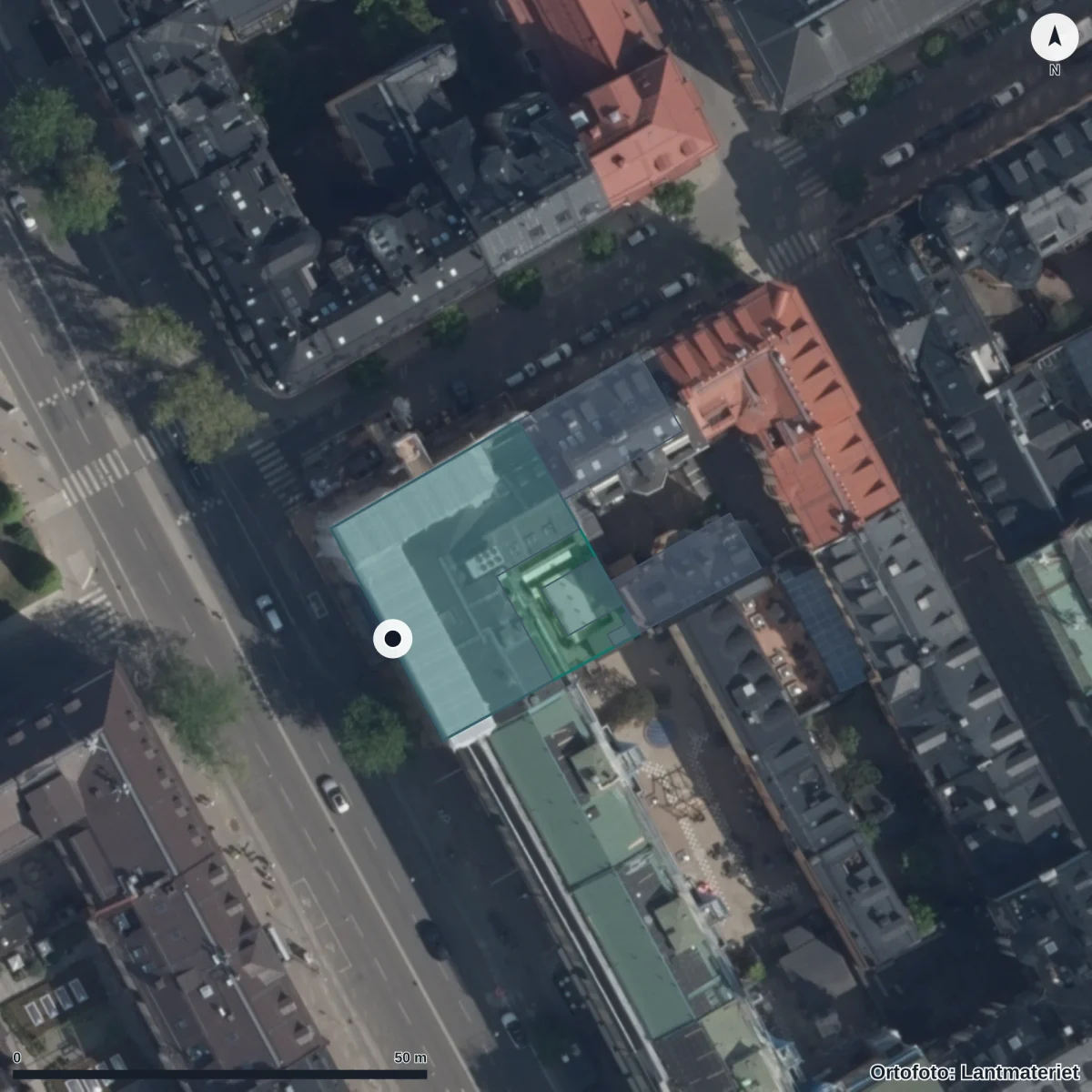 Flygbild över Lyckostugan, ortofoto från Lantmäteriet