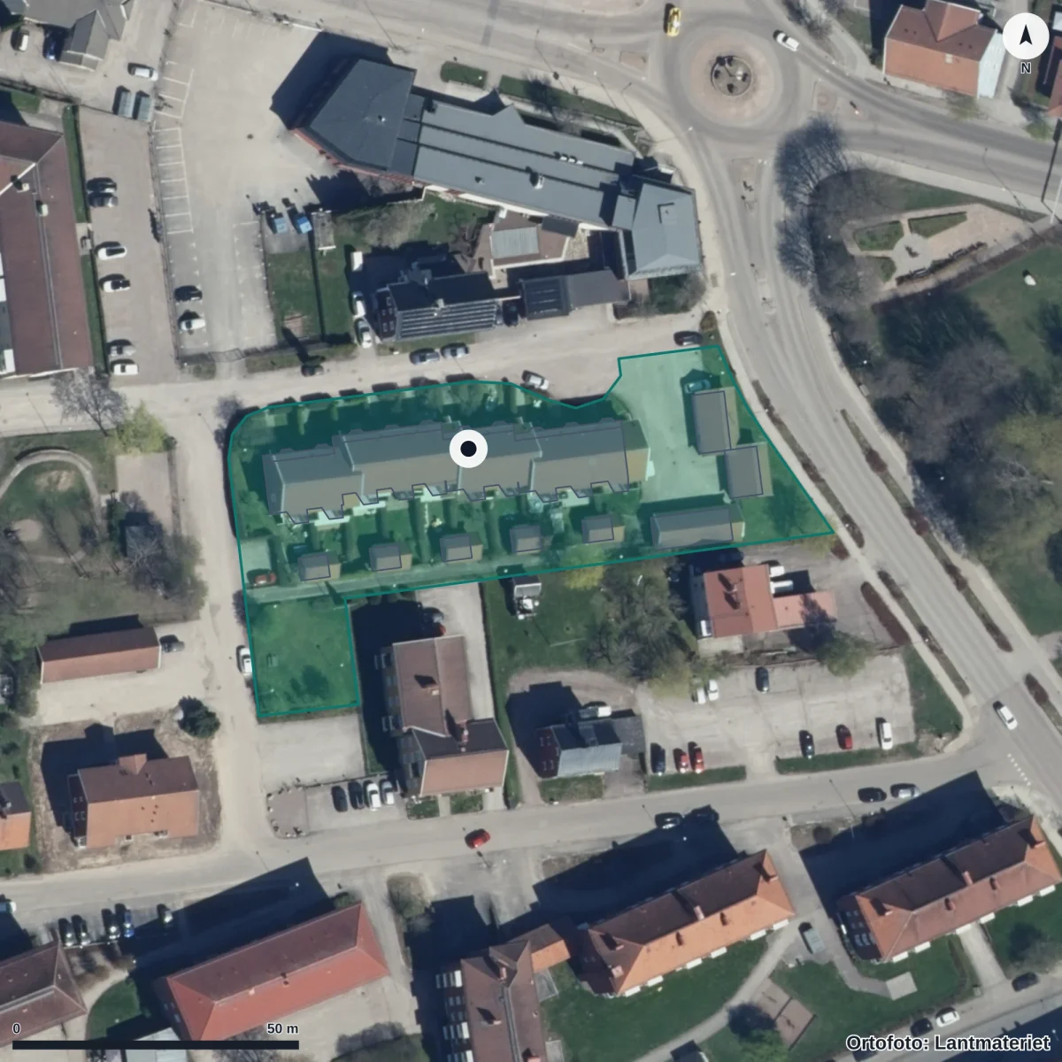 Flygbild över Prästkragen Förskola, ortofoto från Lantmäteriet