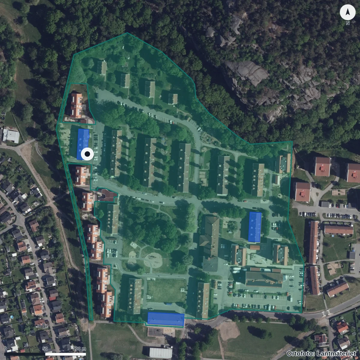 Flygbild över Utbytingen, ortofoto från Lantmäteriet