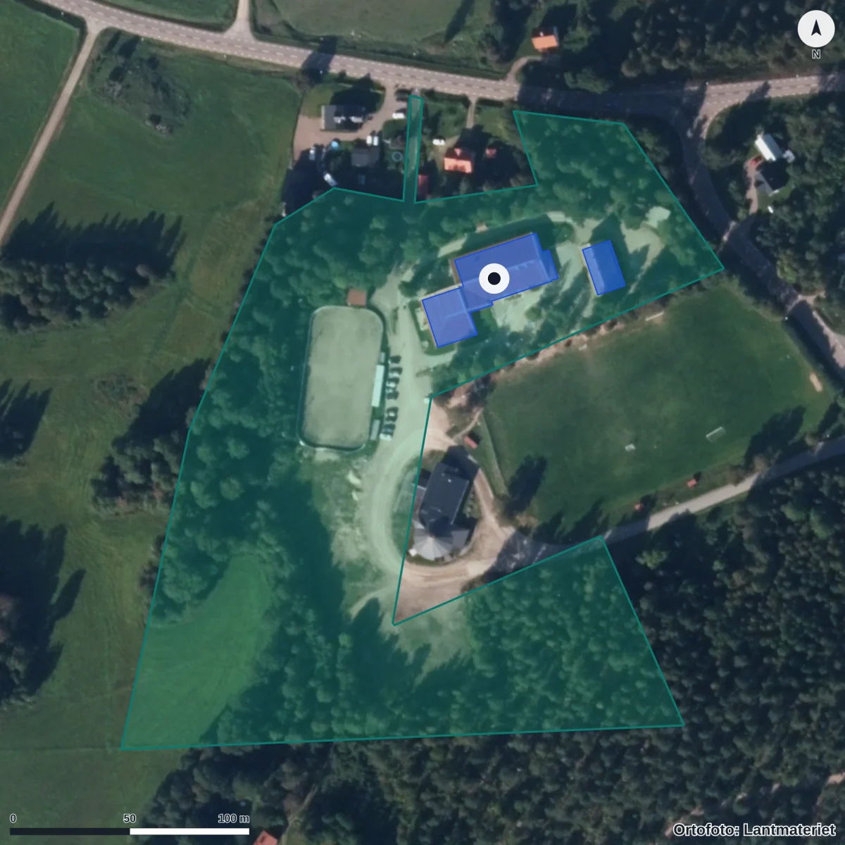 Aerial view of Viksjöfors Förskola, orthophoto from Lantmäteriet