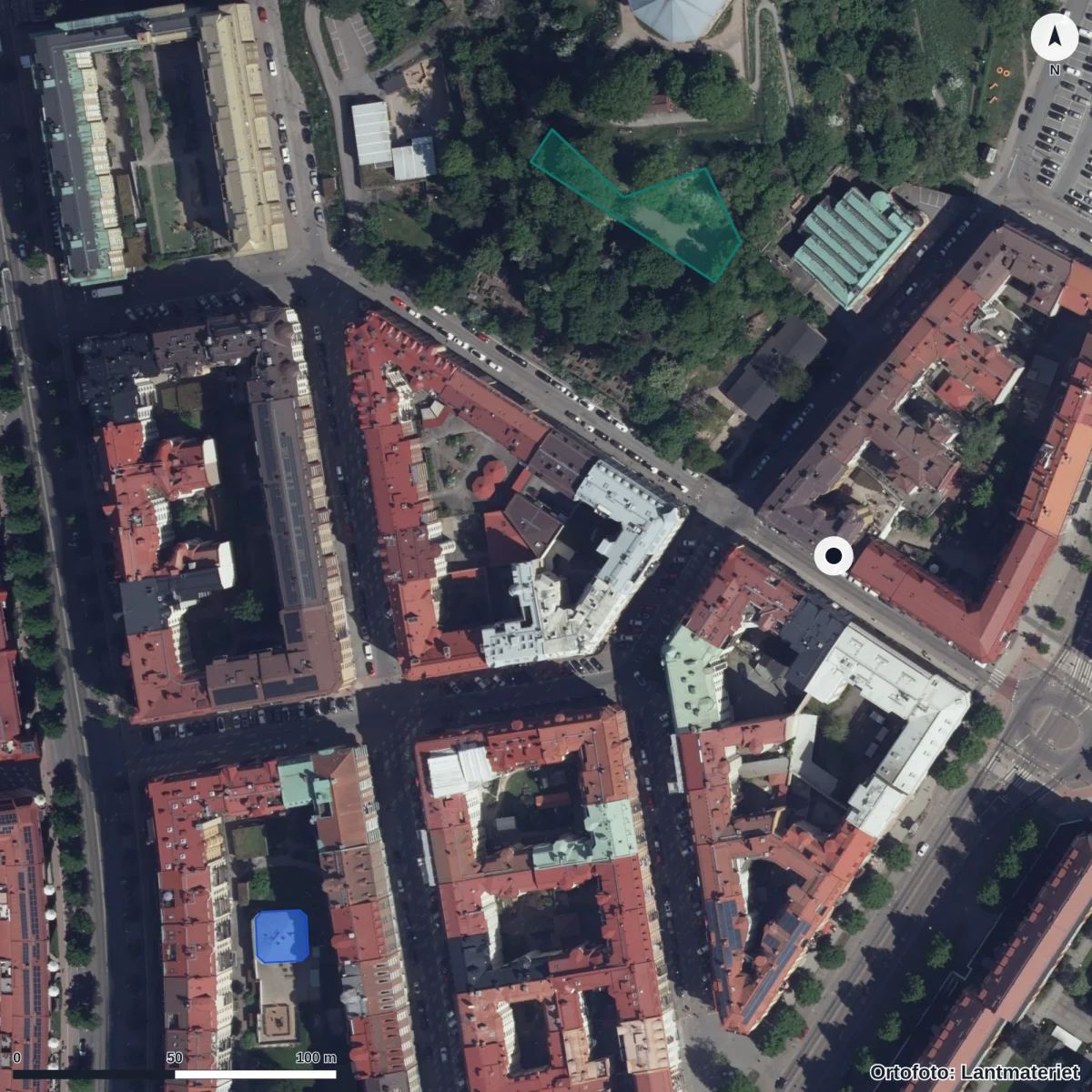 Aerial view of Familjekooperativet Tippen, orthophoto from Lantmäteriet