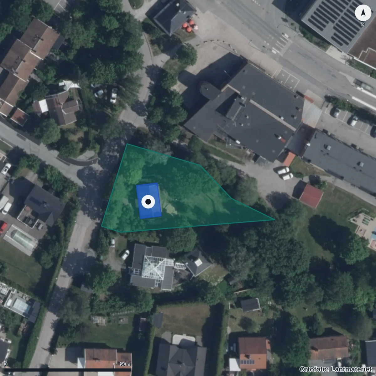 Aerial view of Stiftelsen Solbacken, orthophoto from Lantmäteriet