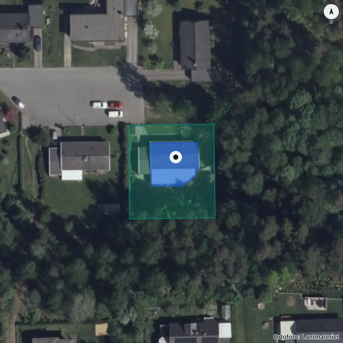 Flygbild över I Ur Och Skur Igelkotten, ortofoto från Lantmäteriet