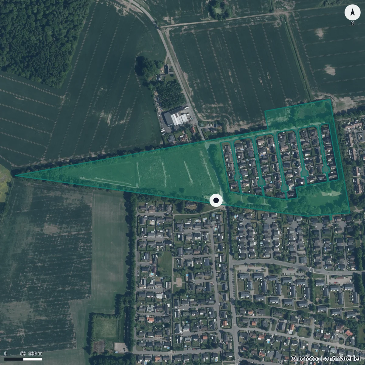 Aerial view of Solstrålens Förskola, orthophoto from Lantmäteriet