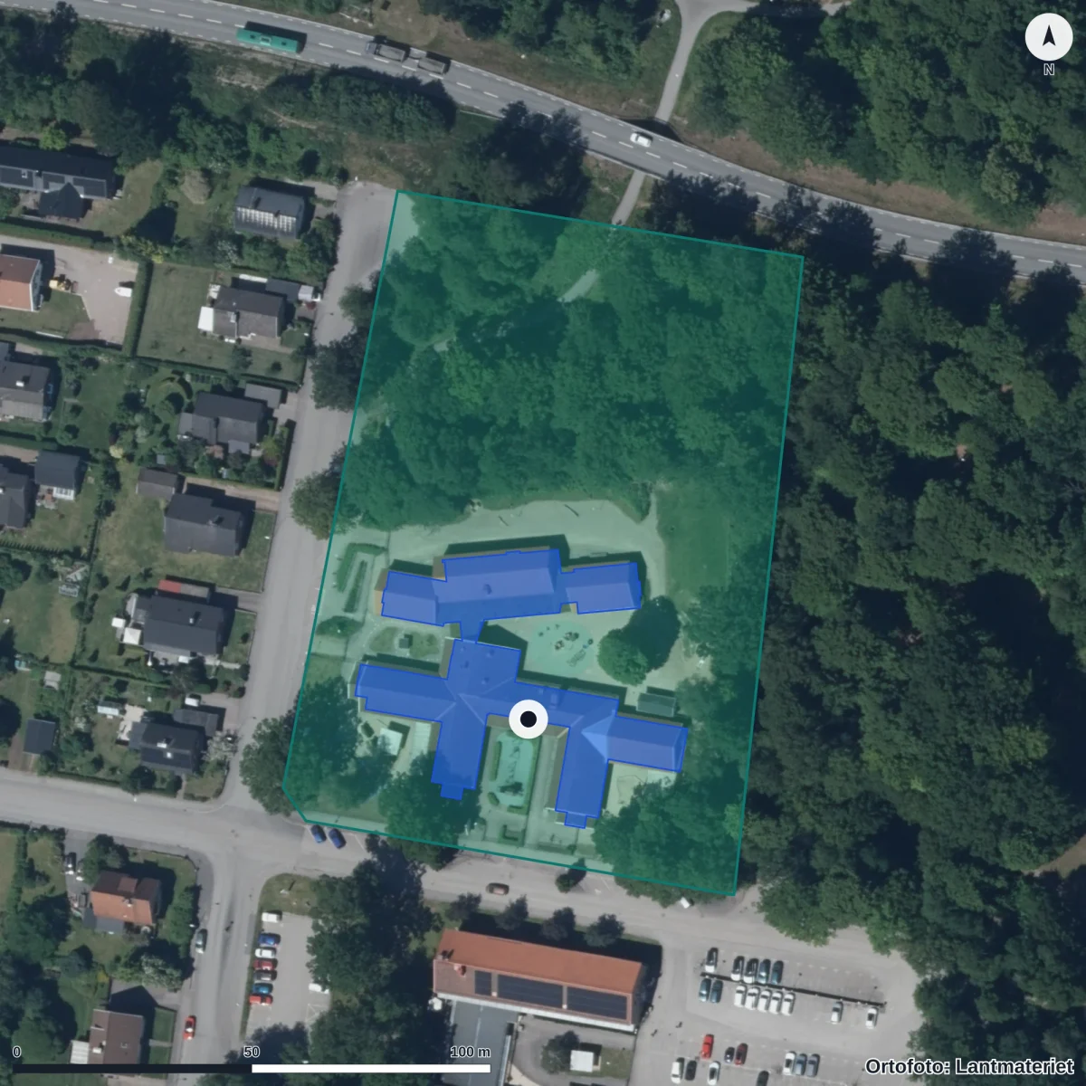Aerial view of Vitsippans Förskola, orthophoto from Lantmäteriet