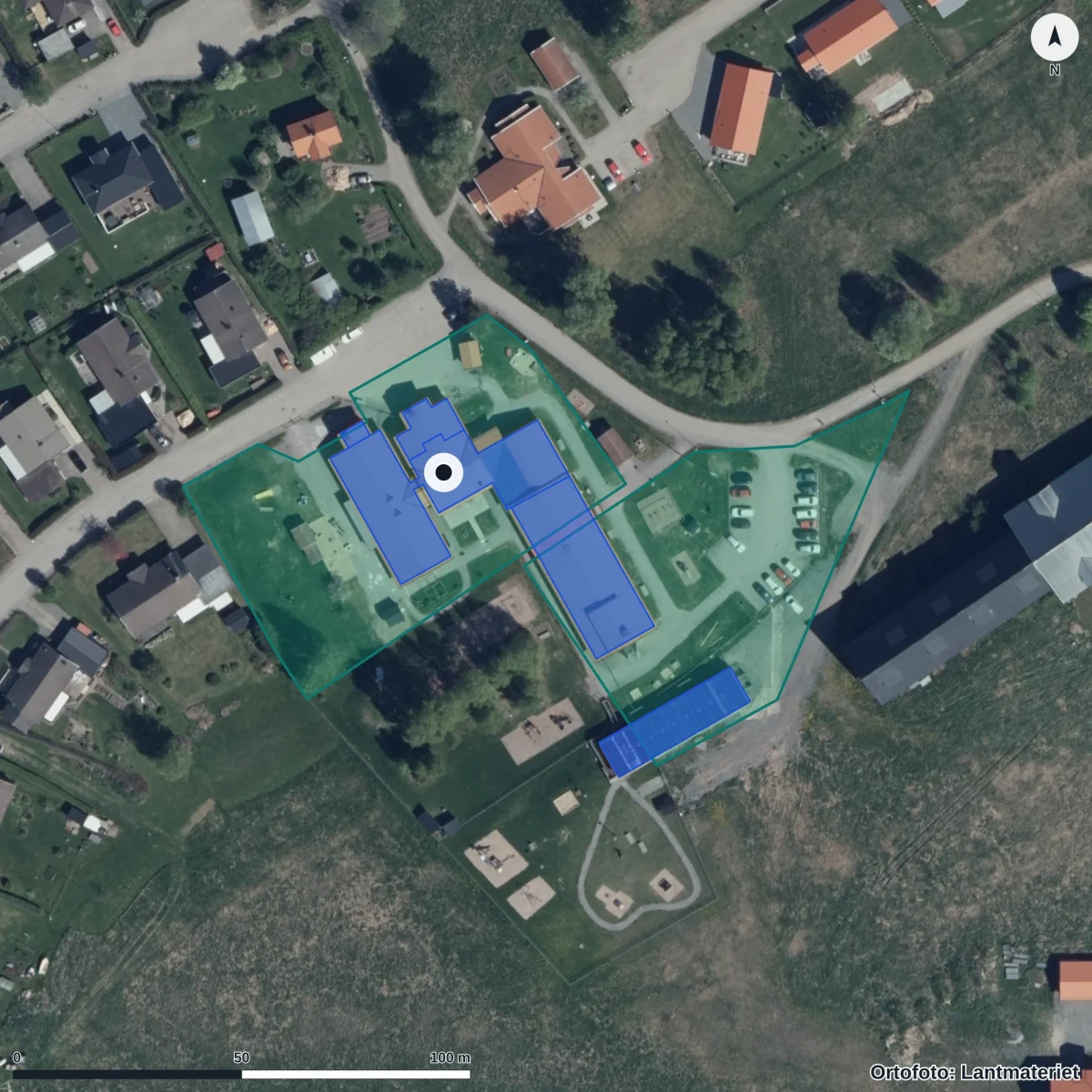 Aerial view of Wij Förskola, orthophoto from Lantmäteriet