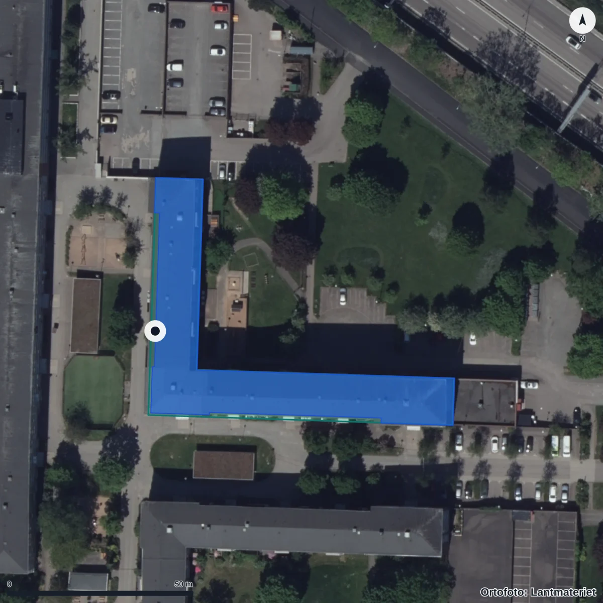 Aerial view of Explorama, orthophoto from Lantmäteriet
