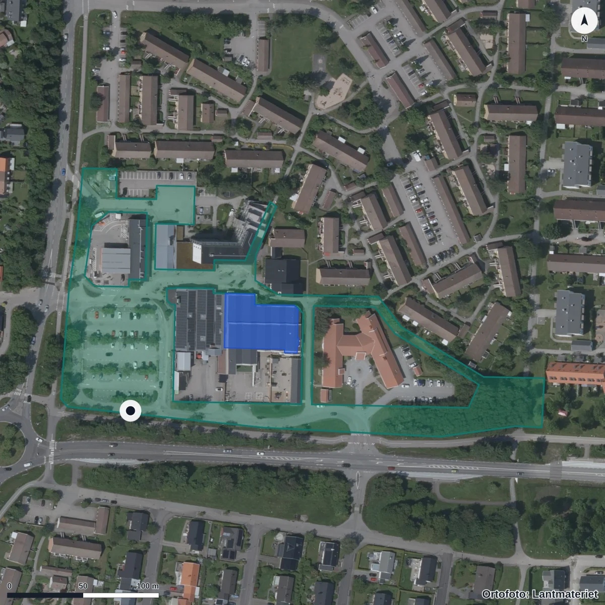 Aerial view of Nyhemsskolan - Vbg:s Kristna Försk., orthophoto from Lantmäteriet