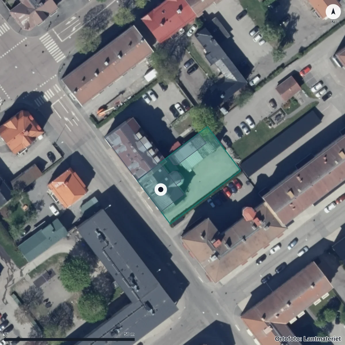 Aerial view of Trädgårns Förskola, orthophoto from Lantmäteriet