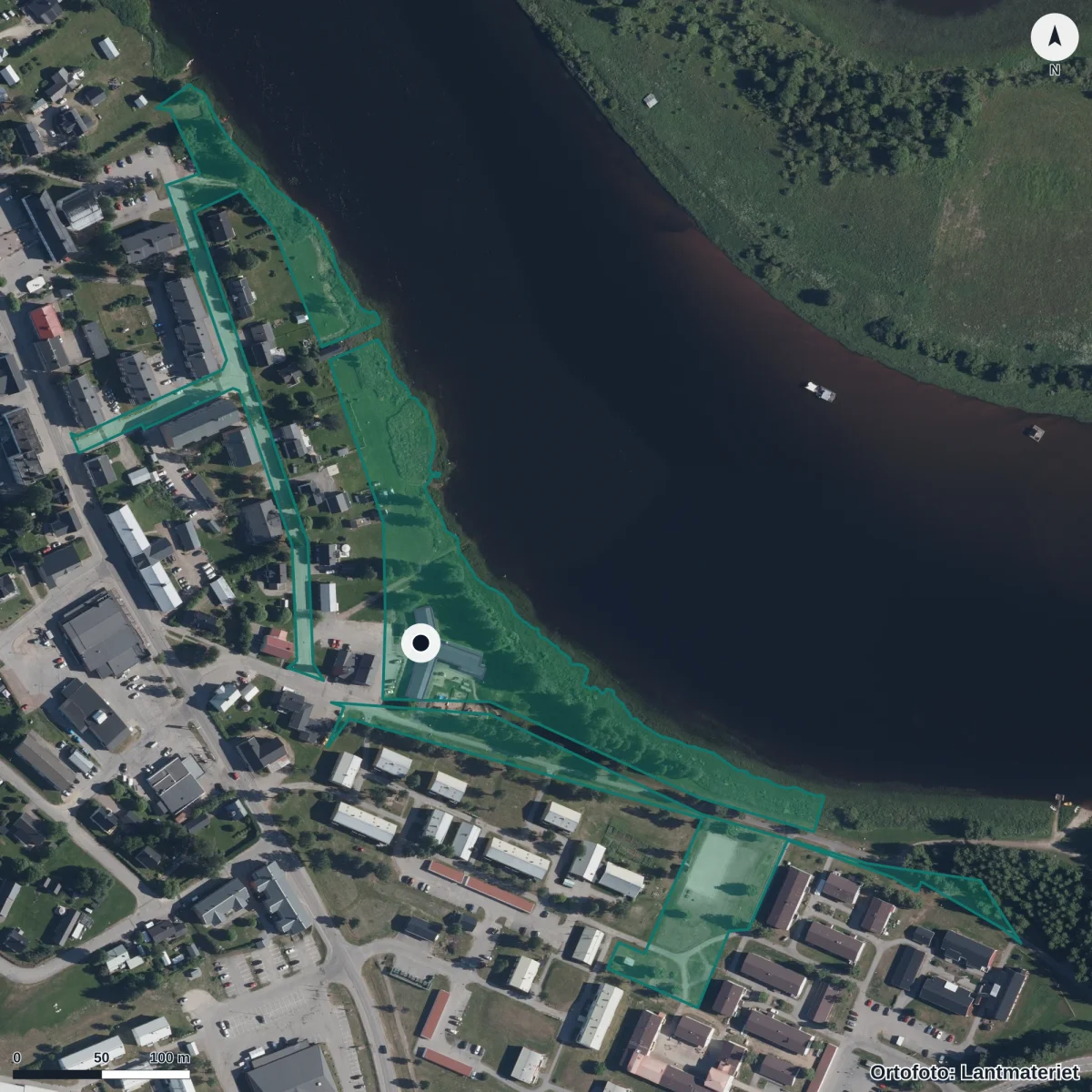 Flygbild över Älvens Förskola, ortofoto från Lantmäteriet