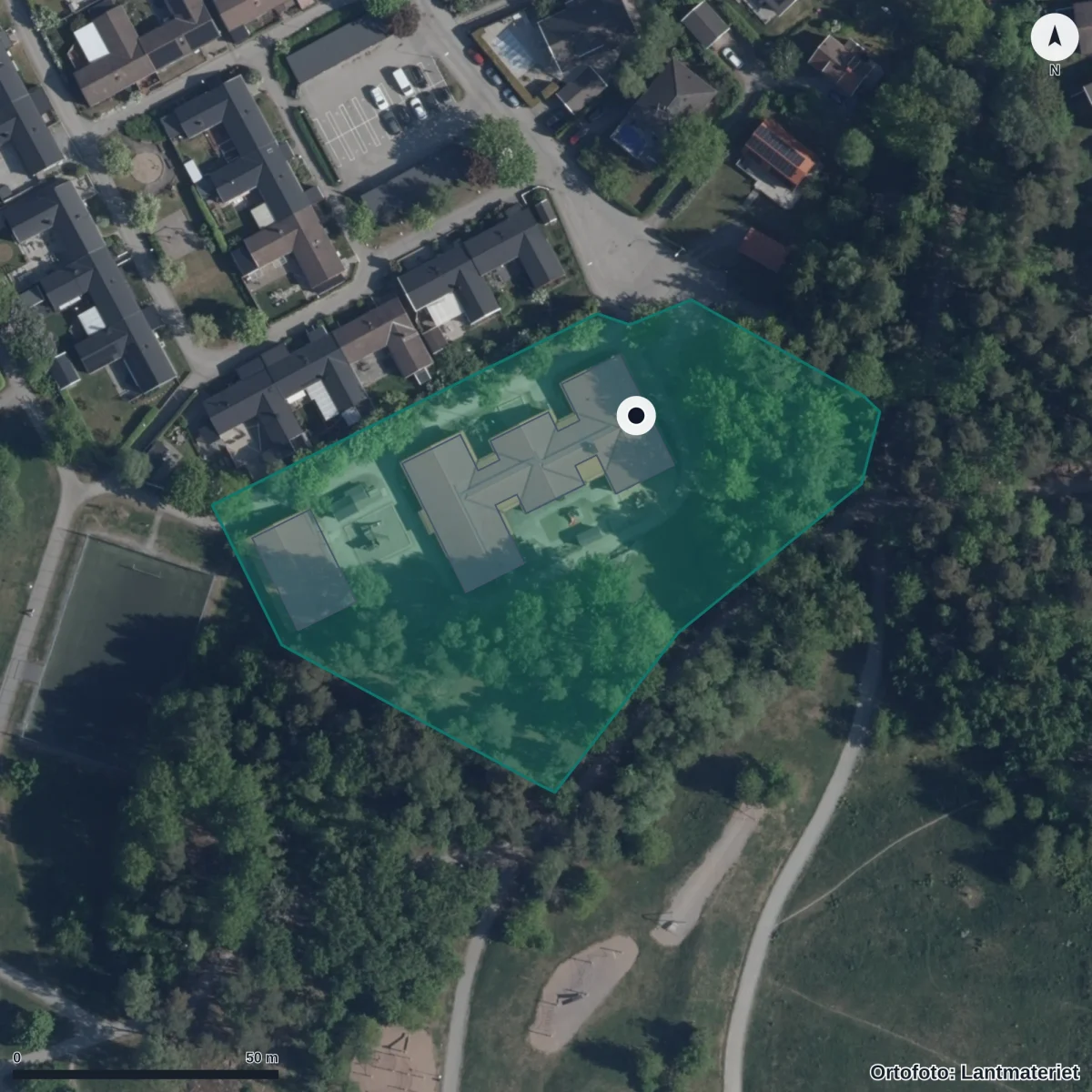 Aerial view of Förskolan Torparmor, orthophoto from Lantmäteriet