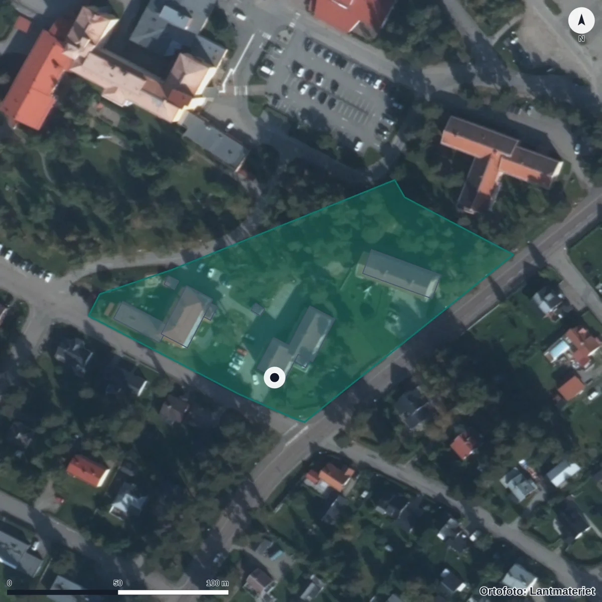Aerial view of Smultronbackens Förskola, orthophoto from Lantmäteriet