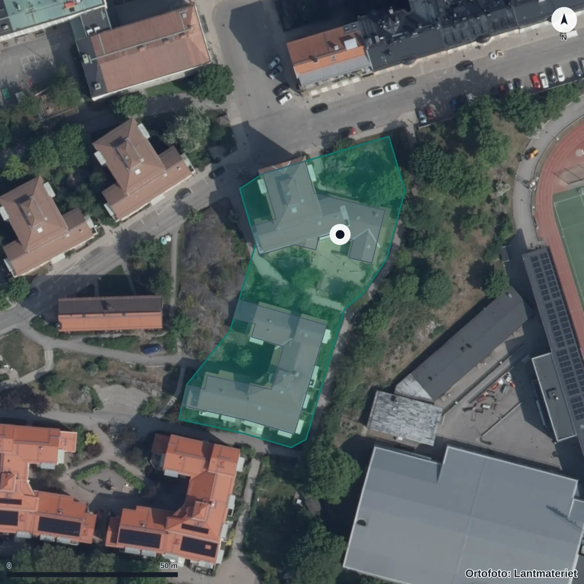 Aerial view of Förskolan Zinken, Pysslingen, orthophoto from Lantmäteriet