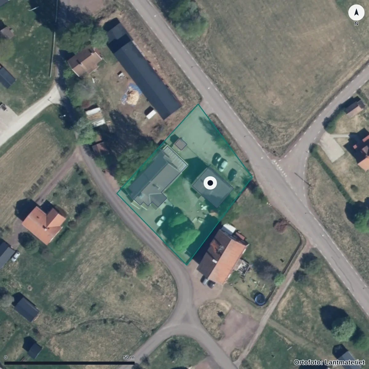 Flygbild över Förskolan Sparven, ortofoto från Lantmäteriet