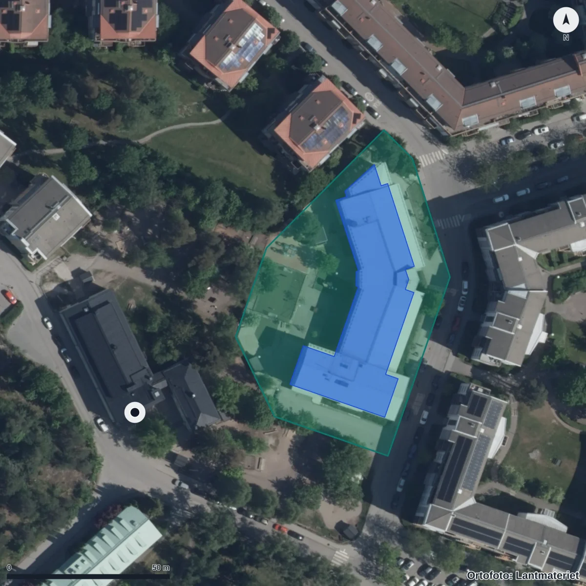 Flygbild över Pysslingen Kadetten, ortofoto från Lantmäteriet