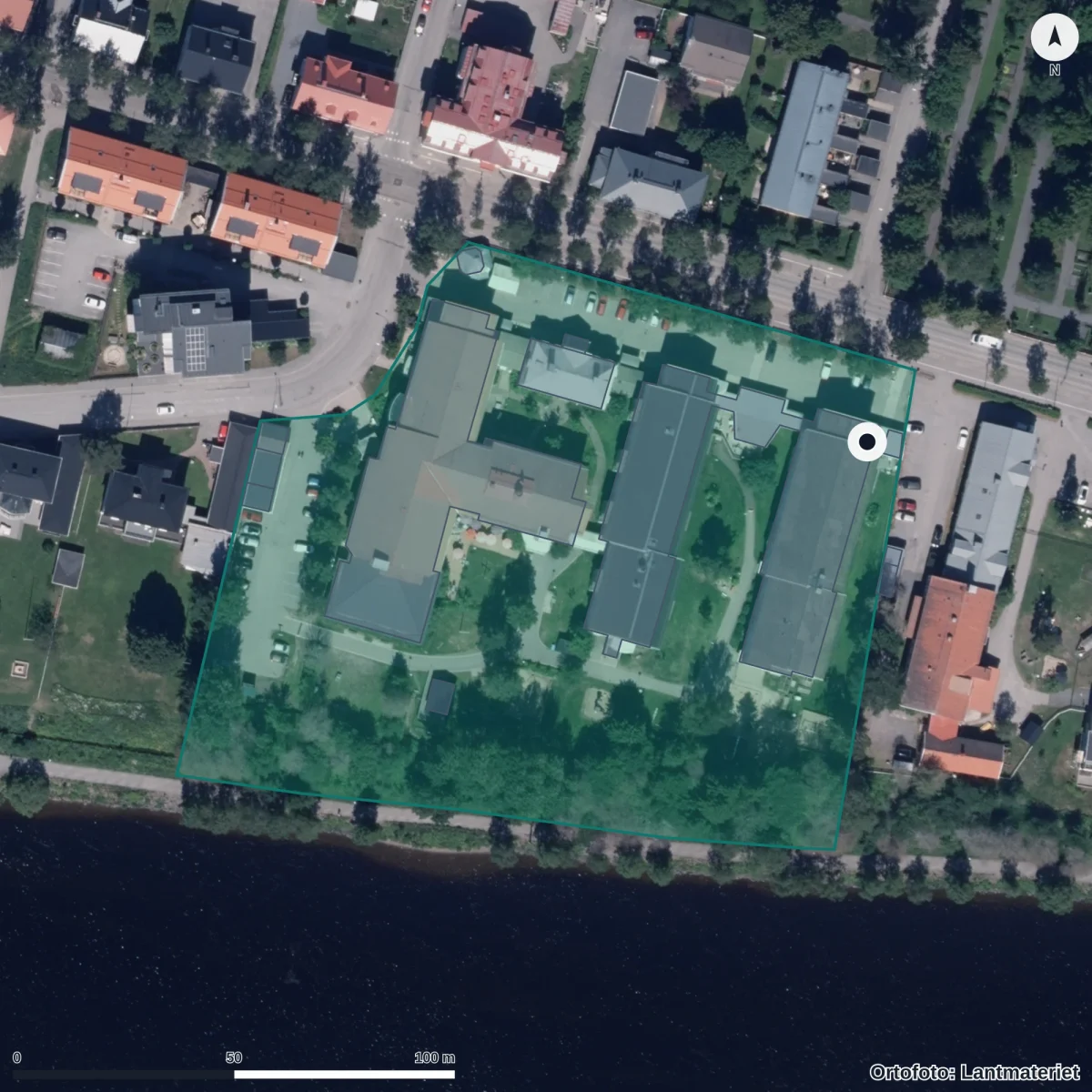 Aerial view of Förskolan Uno, orthophoto from Lantmäteriet