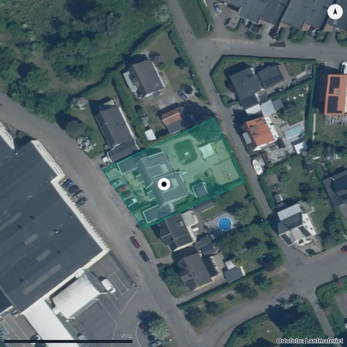 Aerial view of Akvarellens Förskola, orthophoto from Lantmäteriet